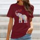 thumbnail image 2 of Gibobby Casual Playera de Manga Corta para Mujer Blusa mujer Top Print LooseStylish T-shirts(Vino,M), 2 of 5