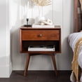 thumbnail image 6 of Walker Edison Mid-Century Walnut Solid Wood Nightstands, Set of 2, Walnut, 6 of 9