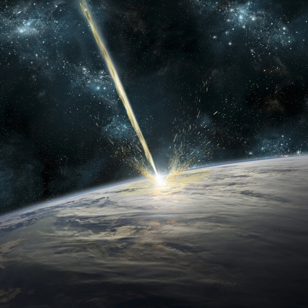 A meteor strikes Earth Canvas Art - Marc WardStocktrek Images (29 x 29)
