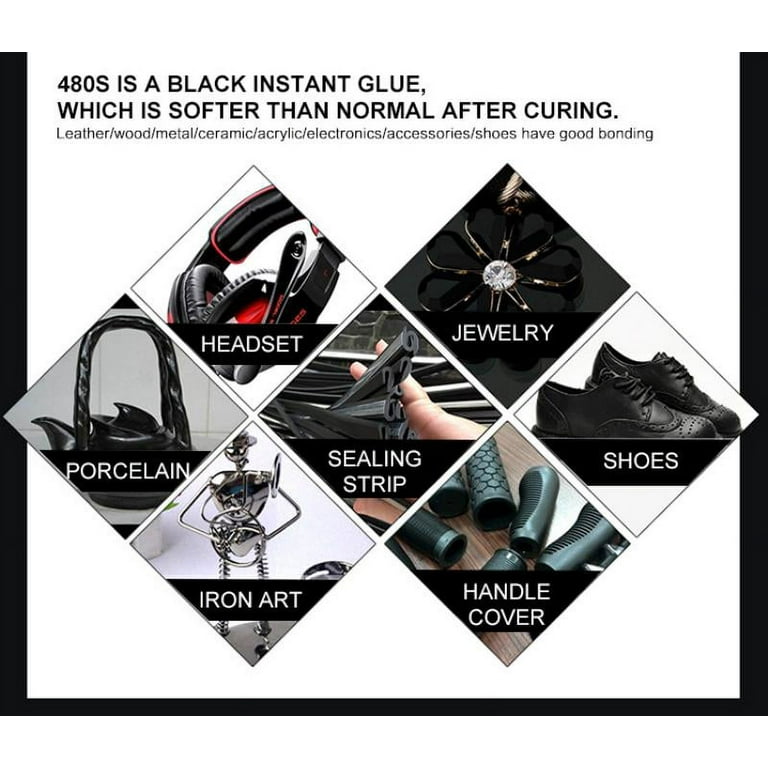 20g/ Piece 480 Instant Curing Glue Black Super Glue Metal Seal Plastic  Rubber Special Adhesive Car Tire Repair Glue