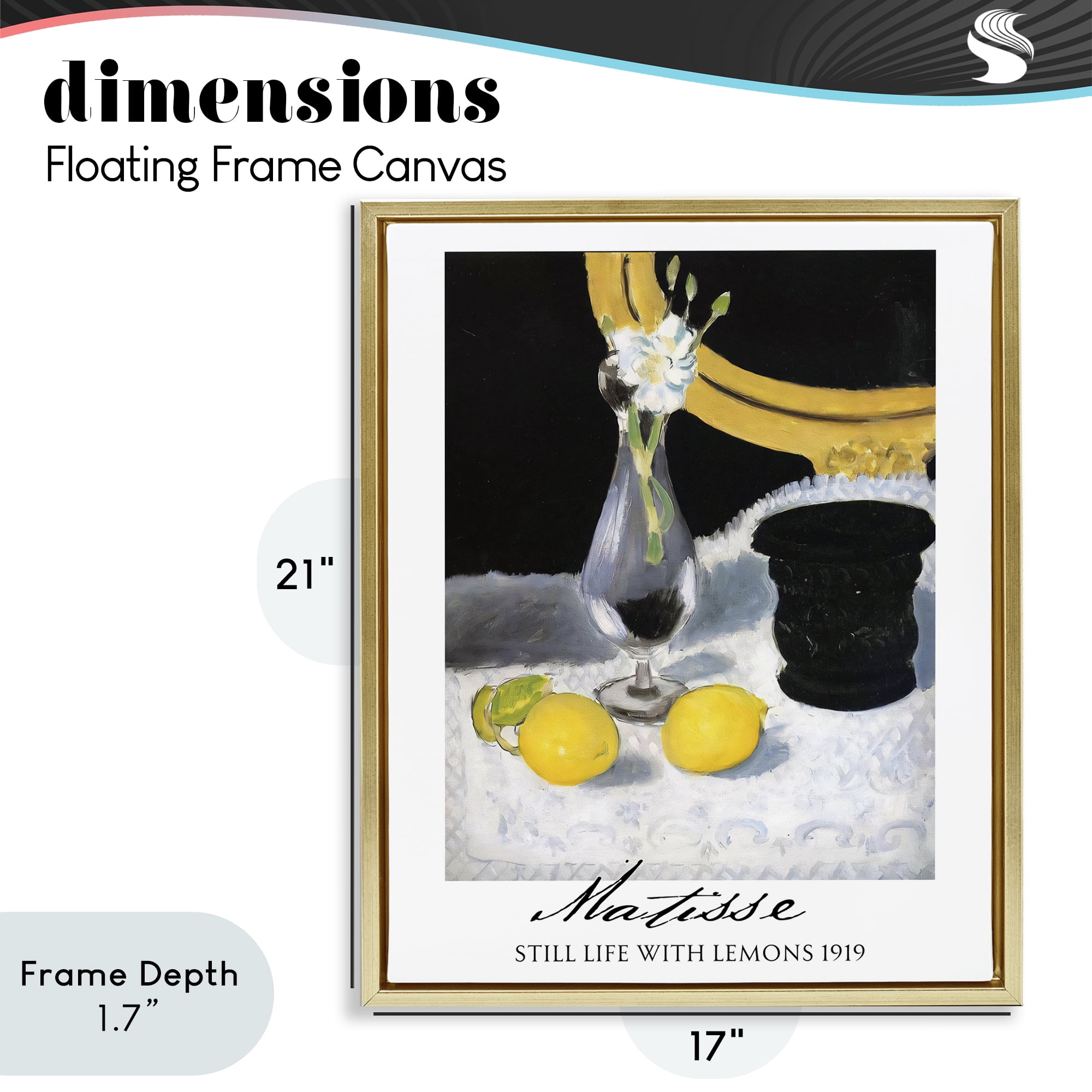 Stupell Industries Matisse Still Life Lemons Gold Framed Floater Canvas Wall Art, design by Vintage Hustle