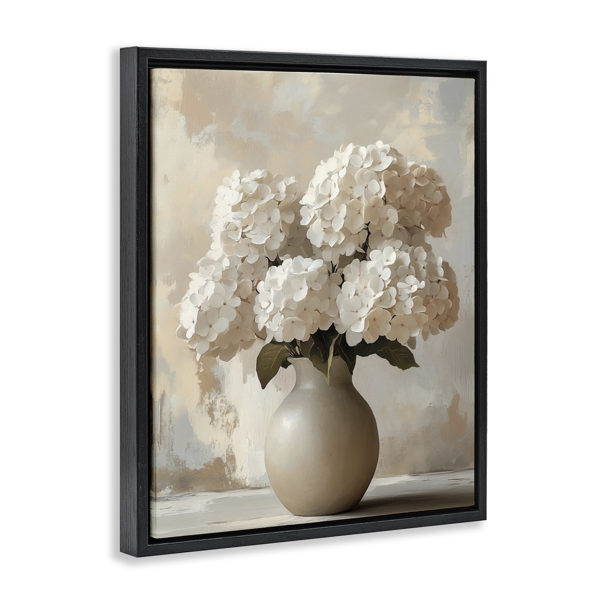 Stupell Industries Vase of Hydrangeas in Bloom Black Framed Floater Canvas Wall Art, design by LSR Design Studio