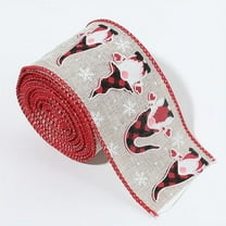 HBBKVI 2.5" Christmas Burlap Ribbon, Gnomes Santa Reindeer Pattern Ribbon, Gift Wrapping Ribbons, 6.6 feet