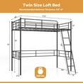 thumbnail image 3 of Costway Twin Size Metal Loft Bed Single Loft Bunk Bed with Full-Length Guardrail, 3 of 10