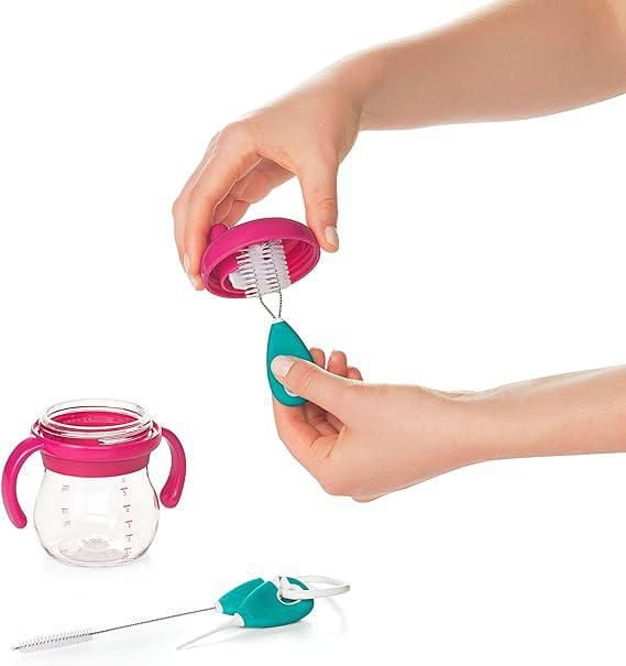 OXO Tot - Cleaning Set for Straw & Sippy Cups - All-in-One Portable Solution for Cleaning Baby Bottles, Pump Parts and More - Teal
