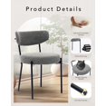 thumbnail image 3 of Dining Chairs Set of 2, Boucle Upholstered Chairs with Adjustable Legs & Backrest for Dining Room, Gray, 3 of 8