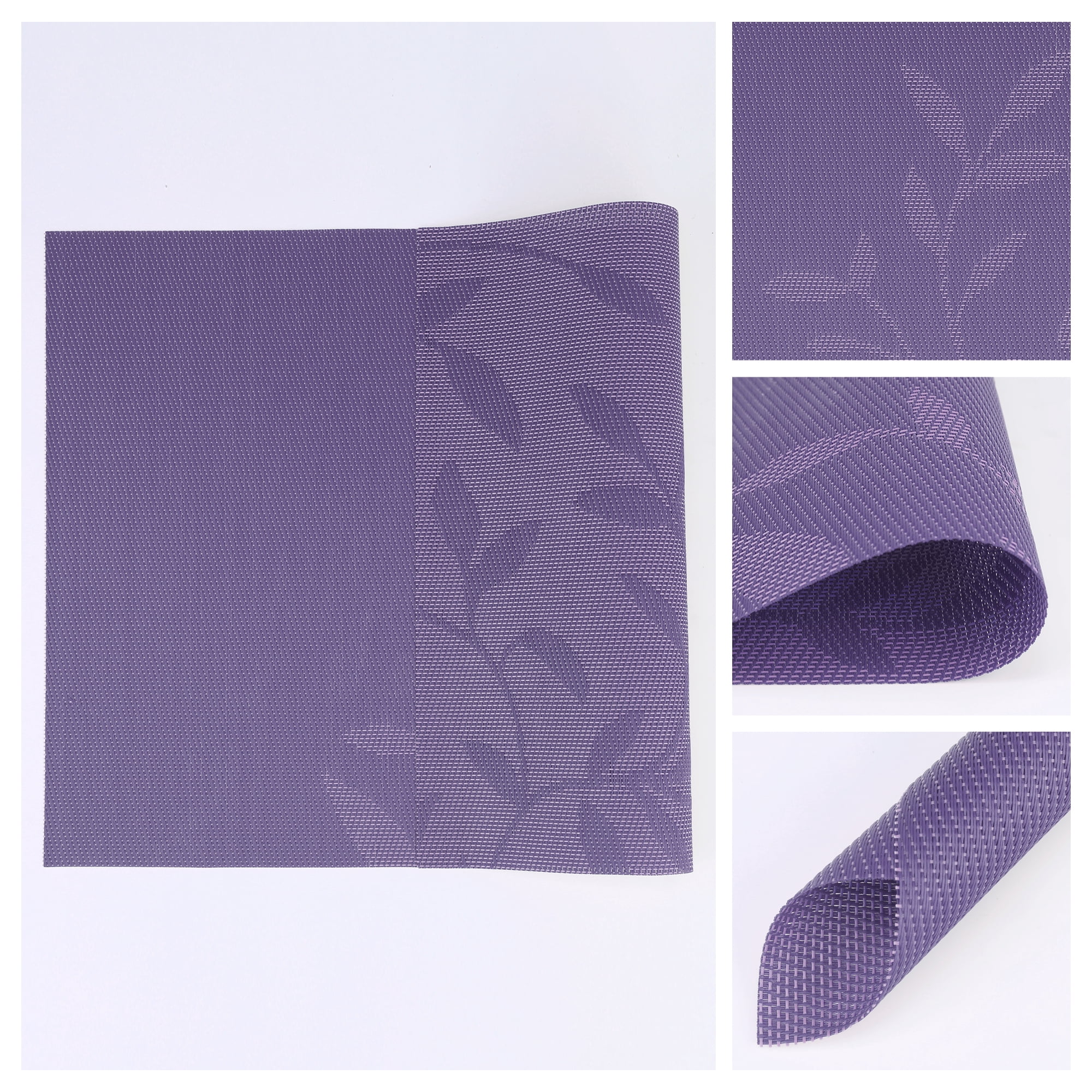 Unique Bargains Set of 8 Farmhouse Washable Placemats Indoor Kitchen Table Mat Purple