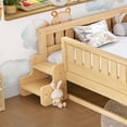 thumbnail image 4 of Bellemave Queen Bed with Trundle and Small Stairs, Queen Size Platform Bed Frame with Rail and Bookshelf, Wooden Montessori Floor Bed No Box Spring Needed,Light Natural, 4 of 9
