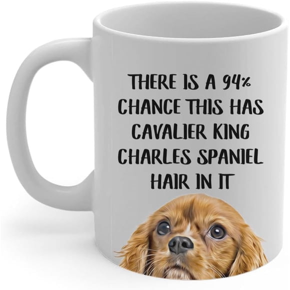 Tasse à Café Rubis Cavalier King Charles Spaniel Drôle 11oz Blanc - Cette Tasse en Céramique Contient des Poils d'Animaux - Cadeaux pour les Amoureux des Chiens