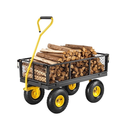 Steel Garden Cart 500 Lbs Capacity, Heavy Duty Yard Wagon with Wheels