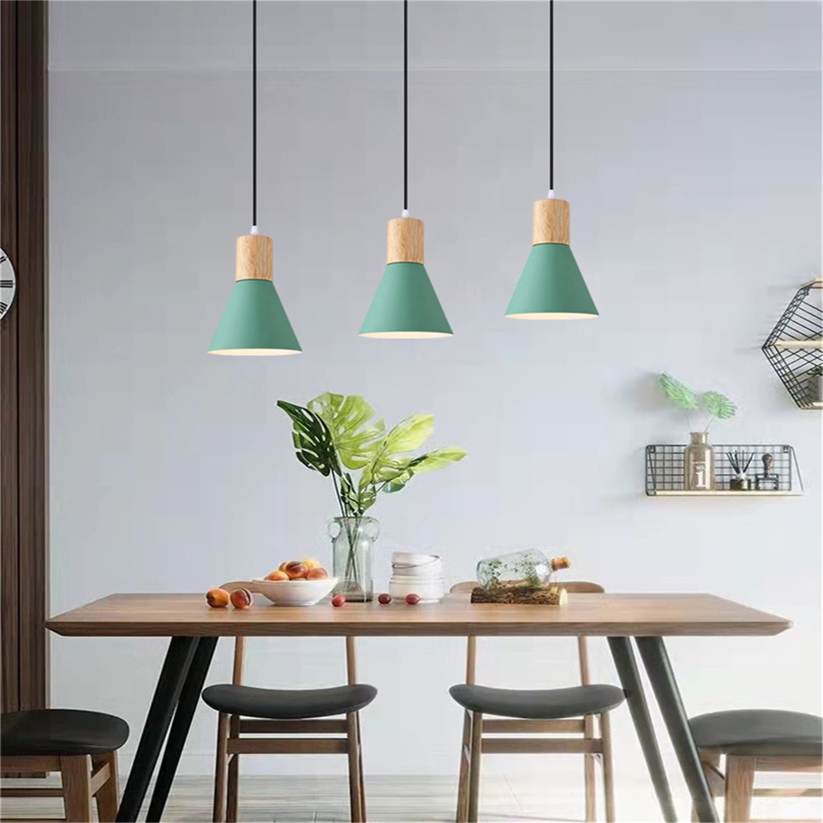 JLOWCO Plug in Pendant Light Modern Hanging Lights with Plug in Cord Bedroom Farmhouse Light Fixtures Kitchen Mini Green Light Fixture Dining Room (LED Bulb Include)