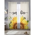 thumbnail image 2 of Sunshine Watercolor Sheer Curtains for Living Room Bedroom, Sunflowers Bees Retro Linen Farmhouse Light Filtering Sheer Curtains, Rod Pocket Voile Window Drapes, 2 Panels Set 52"x 96", 2 of 7