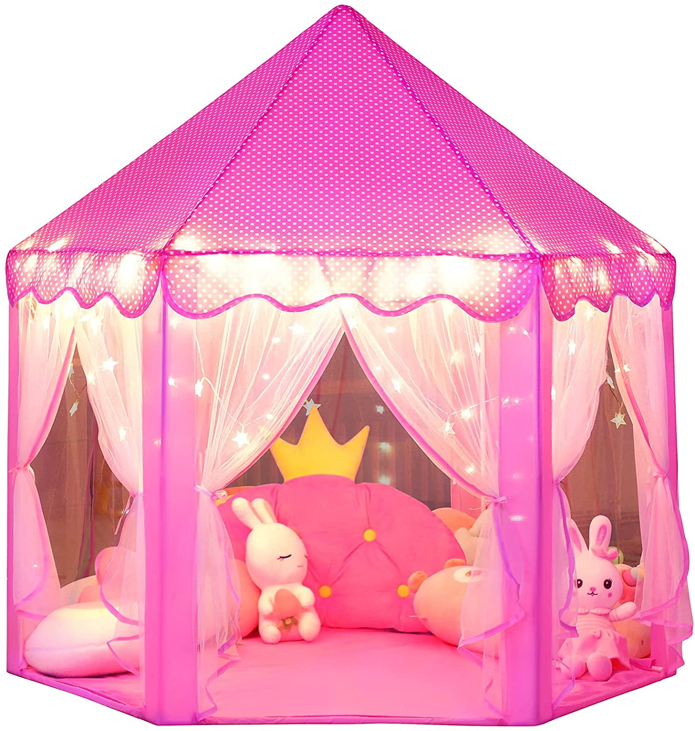 Play Tent Portable Folding Pop Up Kids Girl Princess Castle Outdoor House Pink 