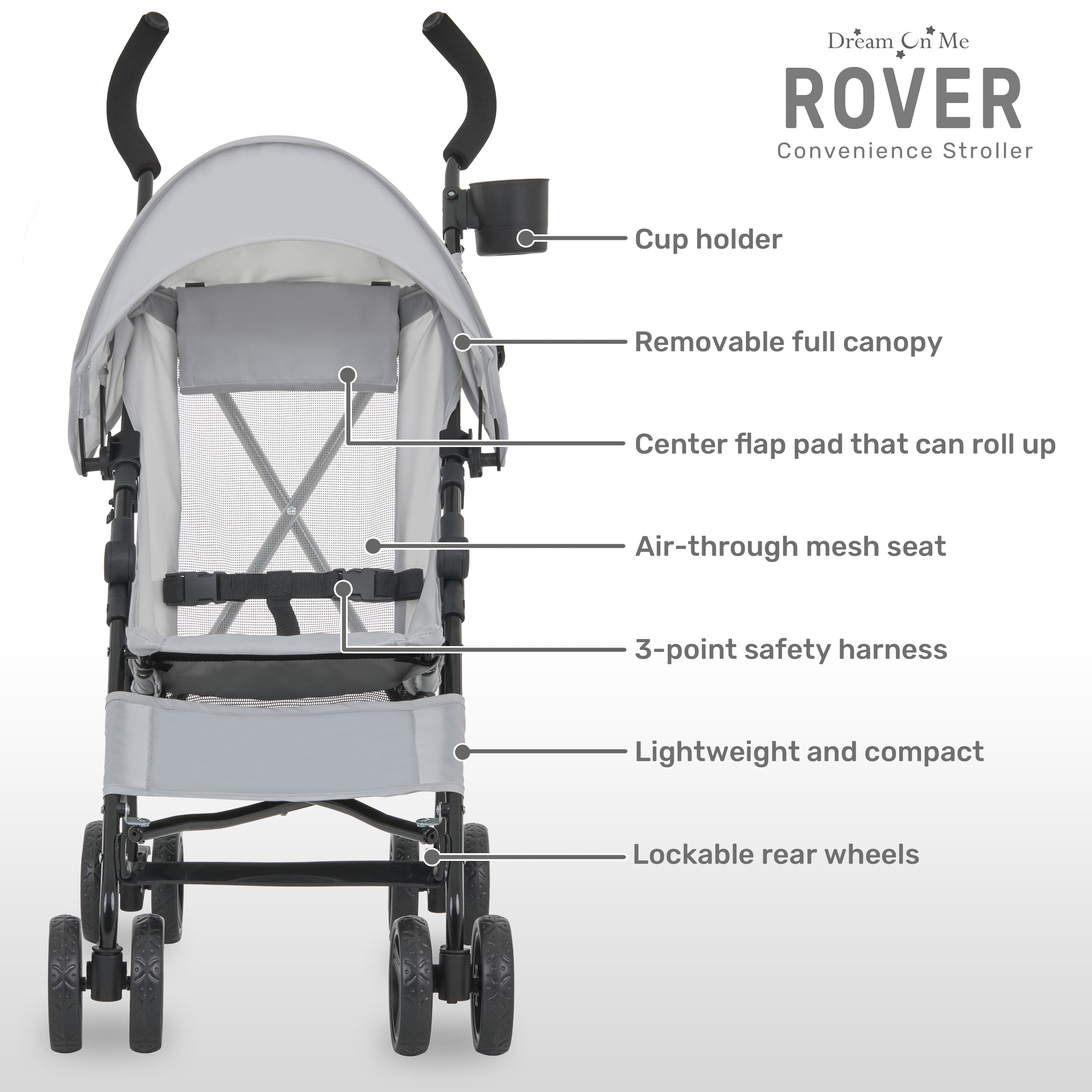 Dream On Me Rover Convenience Stroller, Gray