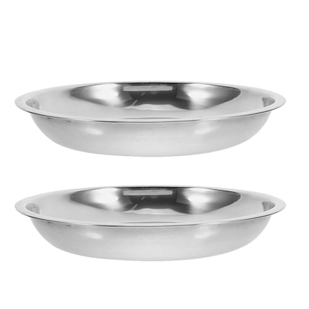 OUNONA Set of 2 Stainless Steel Cat Bowls Shallow Design for Easy Feeding Small Dogs and Cats Pet Food Water Dishes