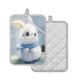 thumbnail image 2 of Two Pieces Of Square Heat Insulation Pad Oven Mitts 7x9.8 Inch Oven Microwave Kitchen Cooking Baking Adorable Rabbit with Glasses, 2 of 7