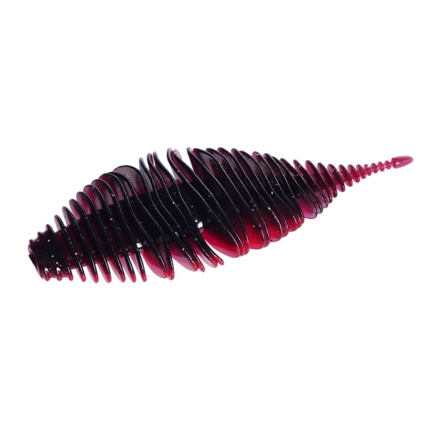Señuelo de pesca suave con gusanos, simulación de señuelos, suministros prácticos, larvas de gusanos para trucha. Rojo Negro