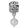 PANDORA Rare Sterling Silver Posy Flower White Pearl Dangle Charm Retired - 790535P