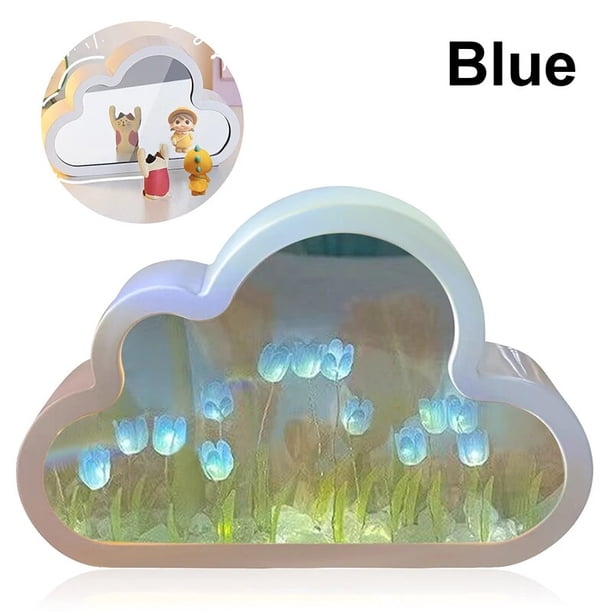 Lámpara LED de tulipanes y nubes para decoración del hogar, tulipanes hechos a mano, flores, regalos del Día de San Valentín, sala de estar