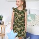 thumbnail image 4 of Balery Camouflag Camisón de princesa para niñas, pijama de algodón con mangas abullonadas, suave y bonito.-Small, 4 of 6