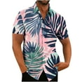 thumbnail image 2 of Njoeus Mens T-Shirts, Mens Graphic T-Shirts Men's Hawaii T-Shirt Palm Tree Tropical Print Button Up T-Shirts Casual Short Sleeve Summer Blouse Beach Vacation Shirt Trendy Blouse On Clearance, 2 of 4