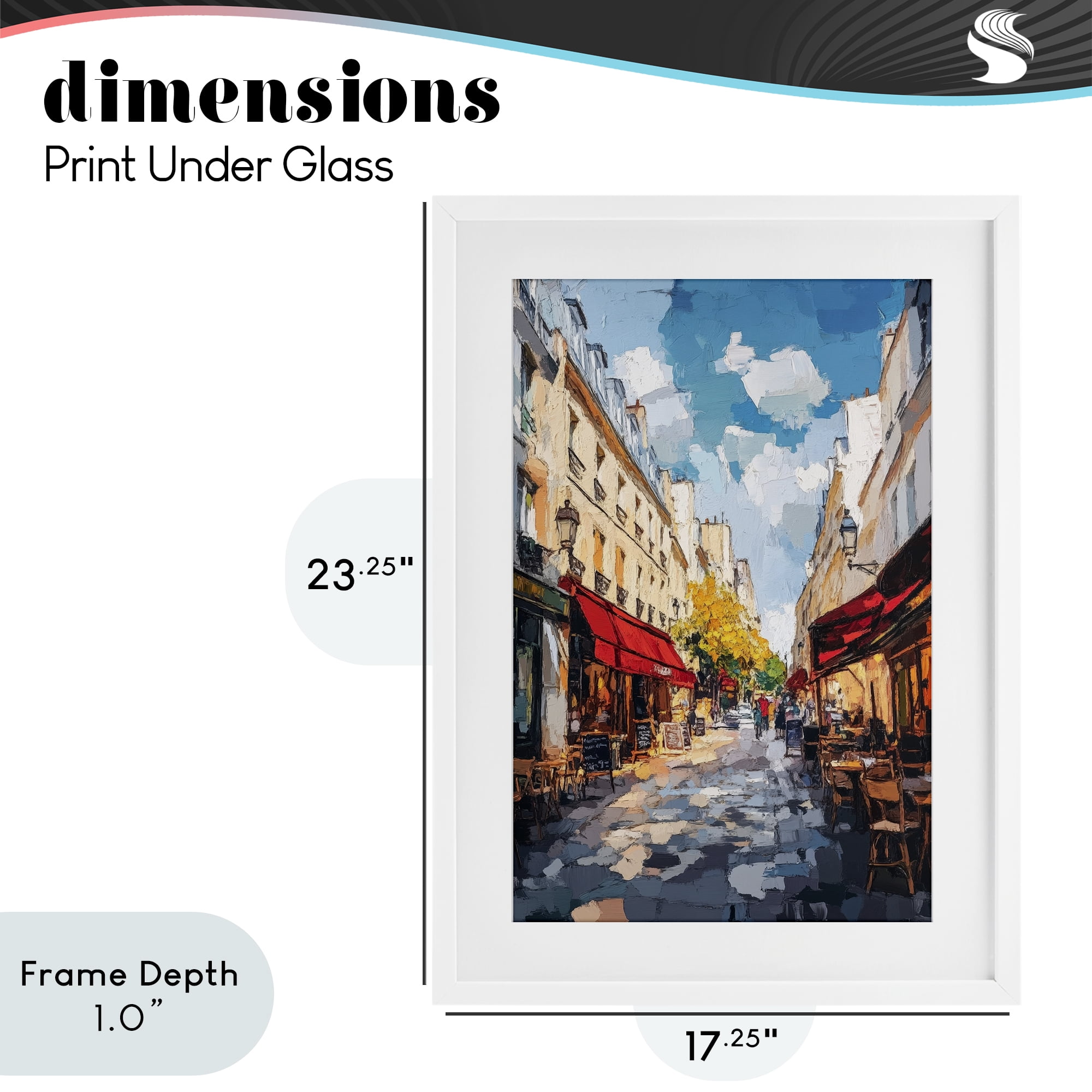 Stupell Industries Charming Paris Street Scene White Framed Print Under Glass, design by Petal Prints Design