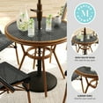 thumbnail image 3 of Martha Stewart 31.5" Round Indoor-Outdoor Bistro Dining Table with Natural Woodgrain Aluminum Finish Frame and Black/White Woven Rattan Tabletop, 3 of 10