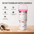 thumbnail image 4 of 30oz Tumbler Leakproof with Straw & Lid, Pink Flamingo Design, Stylish Insulated Cup - Perfect Gift for Women, 4 of 6