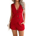 thumbnail image 2 of Women'S 2 Piece Summer Outfits Vacation Short Sets Linen Button Down Matching Vest and Shorts Red XL, 2 of 6