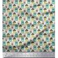thumbnail image 1 of Soimoi White Rayon Fabric House Architectural Print Sewing Fabric Yard 42 Inch Wide, 1 of 5