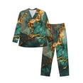 thumbnail image 1 of Balery Emerald Color Gold Marble Pijama para Hombre de Dos Piezas con Manga Larga, Conjunto de Dormir y Descanso Suave con Bolsillos-Medium, 1 of 7