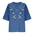 thumbnail image 5 of Fewfanhot Women's Tops, Tees & Blouses Button Down V Neck Tops 2026 Short Sleeve Summer Tunic Pullover Clothes, 5 of 9