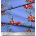 thumbnail image 2 of Soimoi Blue Moss Georgette Fabric Leaves & Peony Floral Print Fabric by the Yard 44 Inch Wide, 2 of 3