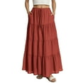 thumbnail image 4 of Jkety A Line Skirt Women's Stylish Spandex Comfy Fold-Over Flare Long Maxi Skirt(Red,M), 4 of 5