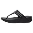 thumbnail image 3 of FitFlop Walkstar All Black Slip On Open Toe Strappy Stretchy Flat Slides Sandals (All Black, 5), 3 of 10