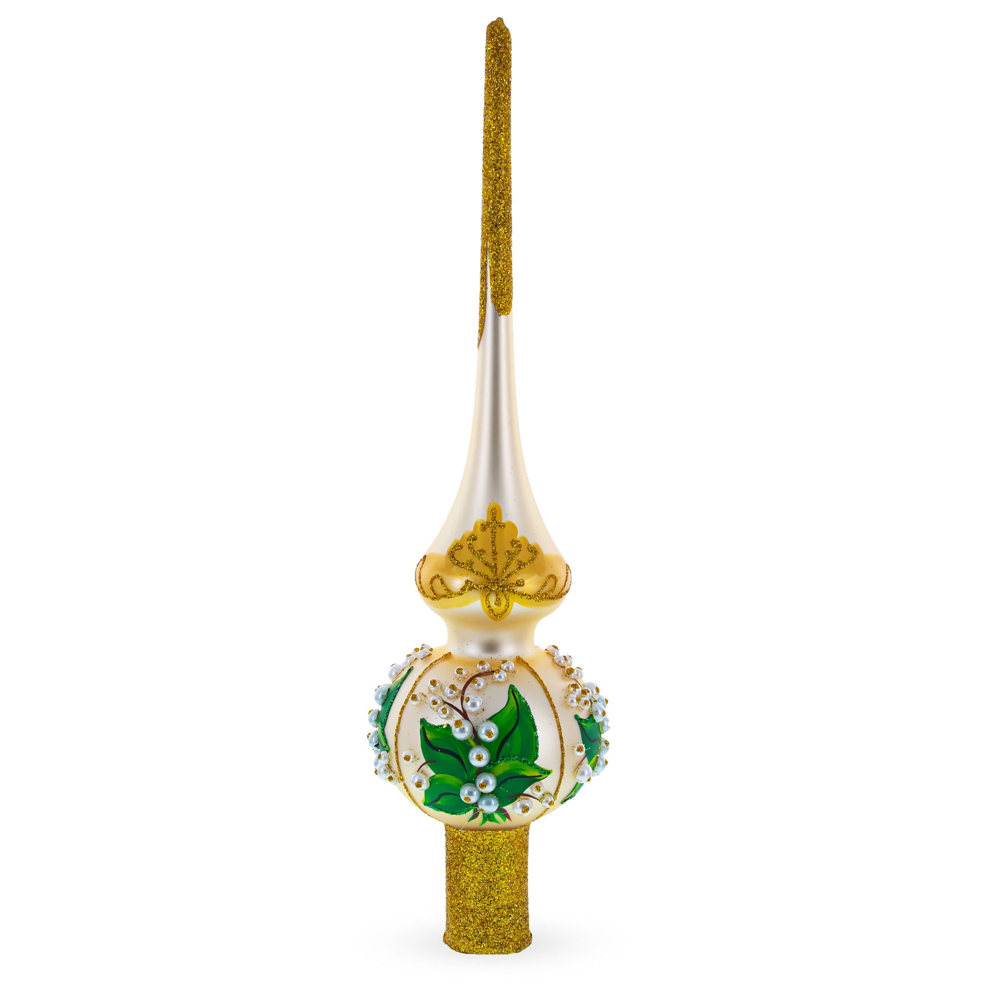 Enchanted Emerald Jeweled Tree Topper | 11 Inch Hand-Painted Glass Christmas Topper From Ukraine