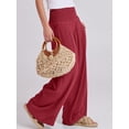 thumbnail image 4 of ANRABESS Women Linen Palazzo Pants Summer Boho Wide Leg High Waist Casual Lounge Pant 2026 Beach Travel Vacation Outfits Red L, 4 of 10