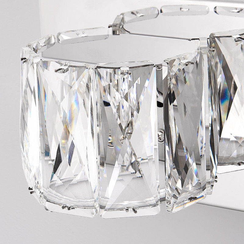 35" Modern 5-Light LED Crystal Bathroom Vanity Light, Chrome Wall Sconce with Clear Crystal Shades, Bathroom Lighting Fixtures Over Mirror for Vanity, Bedroom, Hallway