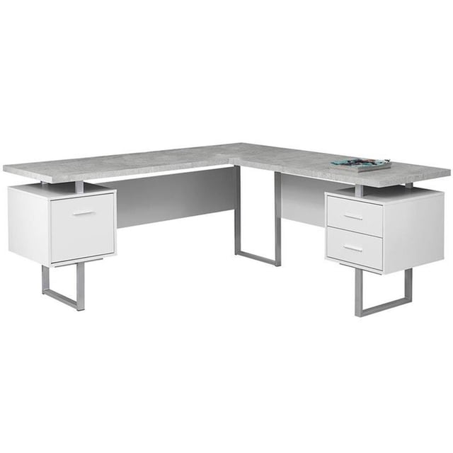 Pemberly Row Computer Desk Home Office Corner L Shape Work Laptop Metal Gray