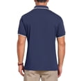 thumbnail image 3 of INSPIRE CHIC Men's Contrast Trim Short Sleeve Three-Button Closure Knitted Polo Shirts S Navy Blue, 3 of 5
