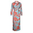 thumbnail image 1 of Vestido largo informal con dobladillo dividido y cordón de solapa con estampado de mangas largas sexy para mujer Pompotops hdfakjf9363, 1 of 8