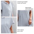 thumbnail image 4 of Vestido de manga corta con capucha y cordón Vestido de mujer transpirable informal de color puro para uso diario, 4 of 5