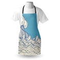 thumbnail image 4 of Nautical Apron, Abstract Doodle Style Wave in the Ocean Sea Soft Color Palette Marine Life Image, Unisex Kitchen Bib with Adjustable Neck for Cooking Gardening, Adult Size, Cream Blue, by Ambesonne, 4 of 4
