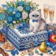 thumbnail image 1 of Resina Con Forma Especial Regalo Gatito Con Diamantes Parciales Serie Abstracta 30*30CM Likrtyny, 1 of 9