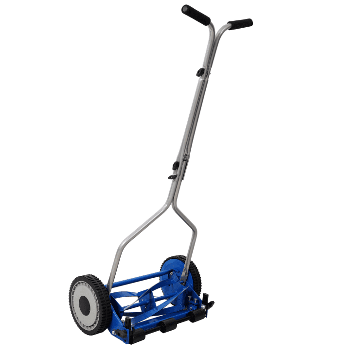 14in Blue Push Reel Lawn Mower - Eco Friendly Manual Grass Cutter