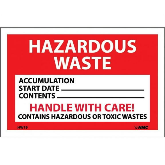 HAZARDOUS WASTE HANDLE WITH CARE HAZMAT LABEL