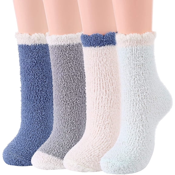 Zando Womens Fluffy Socks Bulk Warm Fuzzy Slipper Socks Thick Fleece Slipper Socks Gifts