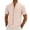 Pink, variant on Men Mandarin Collar Short Sleeve Linen Shirt Full Button Placket with Chest Pocket Lightweight for Casual and Vacation