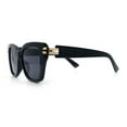 thumbnail image 6 of Womens Retro Metal Hinge Thick Horn Rim Rectangular Fashion Sunglasses All Black, 6 of 8