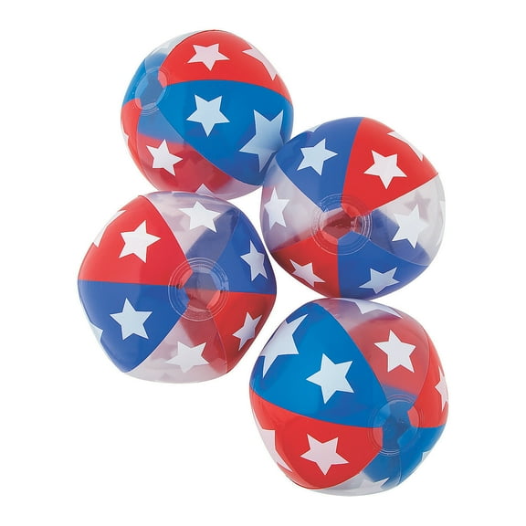 Inflatable 11" Red White Blue Medium Beach Balls, Toys, Fourth of July, 12 Pieces